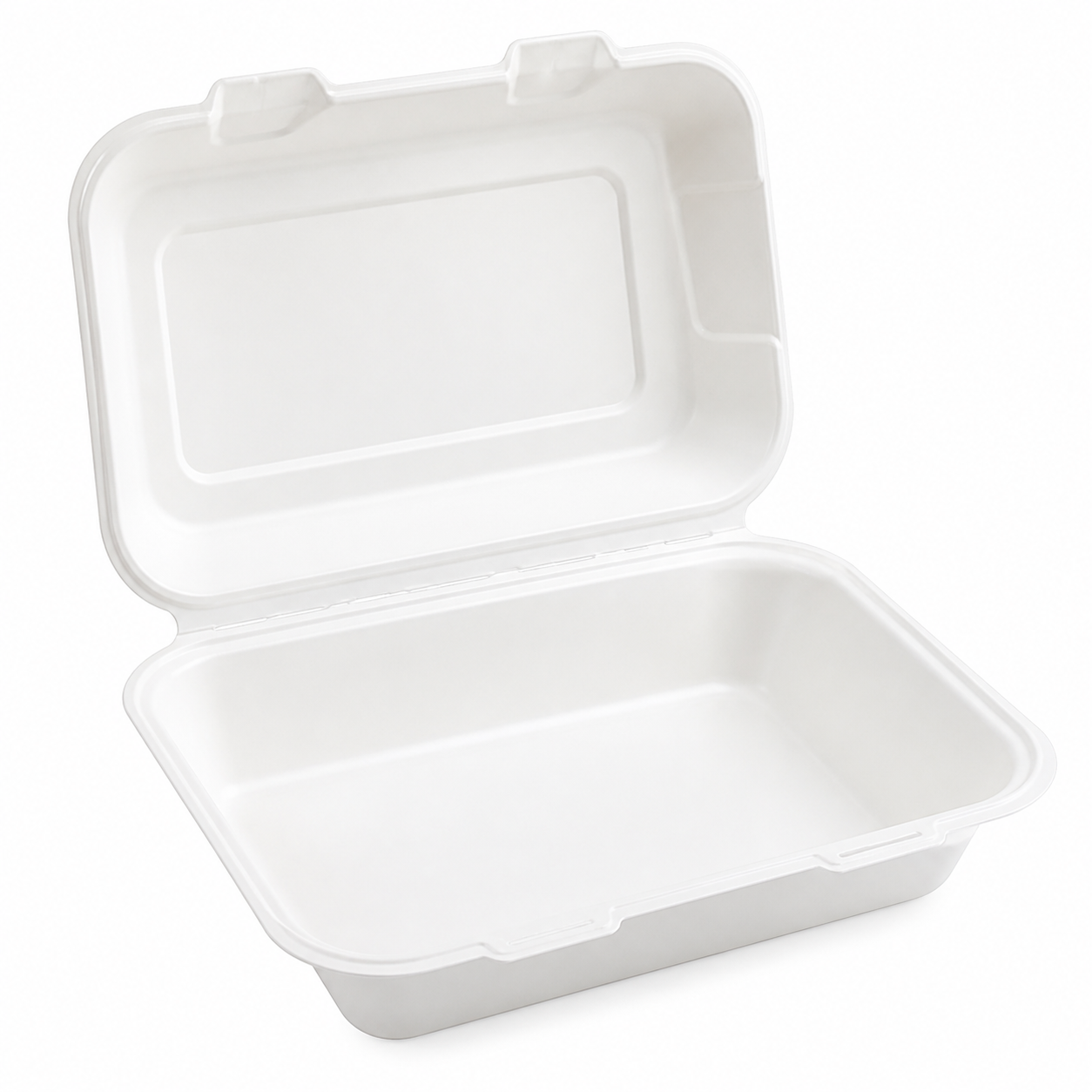 Smooth white 1-compartment cornstarch and PLA takeaway box
